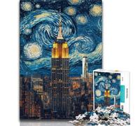 Puzzles 1000 pièces pour Adultes et Adolescents, Empire State Building Night, Puzzles pour Adultes, Anti-Stress, défi Difficile, adapté à la décoration de Bureau (Taille 75x50cm)