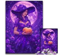 Puzzles 1000 pièces pour Adultes et Adolescents, en Bois, Motif Citrouille et sorcière, pour la décoration de la Maison, Cadeaux, Jouet Familial Stimulant, idéal pour Les soirées Jeux, 50x75cm