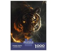 Puzzles 1000 Pièces pour Adultes Et Adolescents Fantasy Tiger Thunder Art Puzzles Anti-Stress, Décoration Intérieure, Cadeaux Uniques d'anniversaire Et De Noël 38x26cm/1000pcs