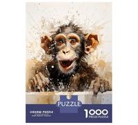 Puzzles 1000 Pièces pour Adultes Et Adolescents Funny Monkey in The Bath Puzzles Anti-Stress, Décoration Intérieure, Cadeaux Uniques d'anniversaire Et De Noël 38x26cm/1000pcs