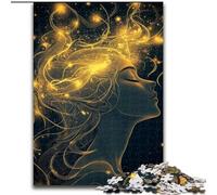 Puzzles 1000 pièces pour Adultes et Adolescents Golden Line Girl, Jouets Anti-Stress, Cadeaux d'anniversaire Uniques pour Les 14 Ans et Plus (Taille 50x75cm)