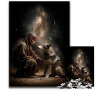 Puzzles 1000 pièces pour Adultes et Adolescents, Guerrier et Loup, en Carton, pour la décoration de la Maison, Cadeaux, Jouet Familial Stimulant, Parfait pour Les soirées Jeux 26x38cm