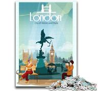 Puzzles 1000 pièces pour Adultes et Adolescents Histoire des Voyages à Londres Convient aux 14 Ans et Plus Jeux familiaux Offrez des Cadeaux pour Toute la Famille (Taille 38x52cm)