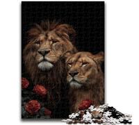 Puzzles 1000 pièces pour Adultes et Adolescents, Jouets de Couple de Lions, Jeux éducatifs, Anti-Stress, Collection d'artistes, Beaux-Arts 26x38cm