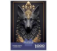 Puzzles 1000 Pièces pour Adultes Et Adolescents King Wolf Golden Art Deco Puzzles Anti-Stress, Décoration Intérieure, Cadeaux Uniques d'anniversaire Et De Noël 70x50cm/1000pcs