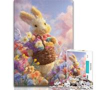 Puzzles 1000 pièces pour Adultes et Adolescents, Lapin de Pâques, Jeu éducatif Familial avec pièces de Formes aléatoires entièrement emboîtables (75x50cm)