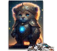 Puzzles 1000 pièces pour Adultes et Adolescents Lion Guerrier Mignon, Amusant en Famille avec Affiche et fiche de Questions-réponses pour Les 14 Ans et Plus, 50x75cm