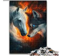 Puzzles 1000 pièces pour Adultes et Adolescents Loup et Cheval Un Jeu éducatif Amusant et Humoristique pour Un Anniversaire 50x75cm