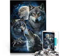 Puzzles 1000 pièces pour Adultes et Adolescents “Loup Gris sous la Pleine Lune” Fait de Papier,pour Les 14 Ans et Plus Jeu de Casse-tête Don d'œuvres d'art。Taille:38x52cm/14.9x20.4pouce