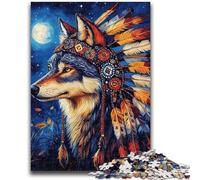 Puzzles 1000 pièces pour Adultes et Adolescents Loup Indien 1000 pièces pour Adultes, Anti-Stress, défi Difficile, Cadeaux du Père Noël Secret (38x26cm)
