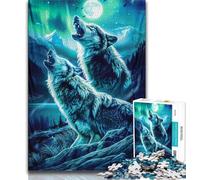 Puzzles 1000 pièces pour Adultes et Adolescents Loups hurlants sur la Montagne Puzzles pour Adultes, Jeux éducatifs en Famille Décoration d'intérieur Cadeau (Taille 38x26cm)