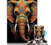 Puzzles 1000 pièces pour Adultes et Adolescents Magnifiques Puzzles d'éléphants colorés pour Adultes, Jeux Amusants, décoration Murale, Cadeaux d'anniversaire et de Noël Uniques (Taille 75x50cm)