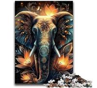 Puzzles 1000 pièces pour Adultes et Adolescents, Motif Animal psychédélique, éléphant, à partir de 14 Ans Difficile à réaliser, mais Amusant et Humoristique Superbes Cadeaux et Jouets 38x26cm