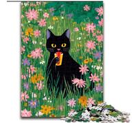 Puzzles 1000 pièces pour Adultes et Adolescents, Motif Chat Noir Abstrait Artistique, pour Les Plus de 14 Ans, Jeu éducatif, défi, Jouet, Cadeau d'anniversaire (Taille 50x75cm)