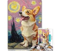 Puzzles 1000 pièces pour Adultes et Adolescents, Motif Corgi Fleuri, Anti-Stress, Difficile, décoration d'intérieur (Taille 75x50cm)