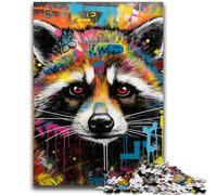Puzzles 1000 pièces pour Adultes et Adolescents, Motif Graffiti Raton Laveur, Jeu Stimulant, idéal comme Cadeau pour Toute la Famille (50x75cm)