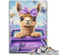 Puzzles 1000 pièces pour Adultes et Adolescents, Motif Lavande et alpaga, pour Une expérience familiale Amusante avec Affiche et fiche de Questions-réponses pour Les 14 Ans et Plus, 50x75cm