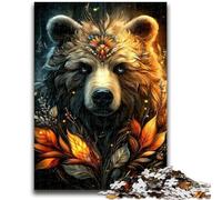 Puzzles 1000 pièces pour Adultes et Adolescents, Motif Ours Brun Fleuri, à partir de 14 Ans Difficile à réaliser, mais Amusant et Humoristique Superbes Cadeaux et Jouets 50x75cm