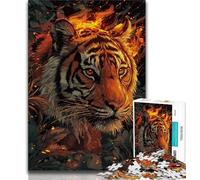 Puzzles 1000 pièces pour Adultes et Adolescents, Motif Tigre Flamboyant, idéal pour la décoration de Bureau, à partir de 14 Ans (Taille 75x50cm)