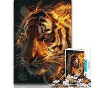 Puzzles 1000 pièces pour Adultes et Adolescents, Motif Tigre Flamboyant, Jeux d'activités familiales stimulants, Jouets à Faire soi-même pour décoration Murale (Taille 75x50cm)