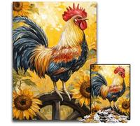 Puzzles 1000 pièces pour Adultes et Adolescents, Motif tournesols et Coq, Jeux éducatifs en Bois, avec Affiche et fiche de Questions-réponses, pour Les Enfants de 14 Ans et Plus, 50x75cm