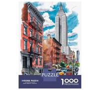 Puzzles 1000 Pièces pour Adultes Et Adolescents NYC Street Scene with Empire State Building Puzzles Anti-Stress, Décoration Intérieure, Cadeaux Uniques d'anniversaire Et De Noël 38x26cm/1000pcs