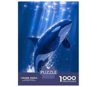 Puzzles 1000 Pièces pour Adultes Et Adolescents Orca Breaching in Blue Ocean Waters Puzzles Anti-Stress, Décoration Intérieure, Cadeaux Uniques d'anniversaire Et De Noël 38x26cm/1000pcs