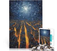 Puzzles 1000 pièces pour Adultes et Adolescents Paysage Urbain sous Un Ciel étoilé Fait de Papier,Convient aux 14 Ans et Plus défi éducatif Idées Cadeaux。Taille:38x52cm/14.9x20.4pouce