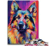 Puzzles 1000 pièces pour Adultes et Adolescents,peintures colorées de bergers allemands,pour Adolescents,pour Tuer Le Temps en Vacances avec des pièces de Formes aléatoires entièrement emboîtables