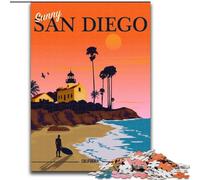 Puzzles 1000 pièces pour Adultes et Adolescents, Plage de San Diego, Californie, Jeux Amusants en Famille, activités Amusantes à la Maison, Cadeau d'anniversaire, Cadeaux de Voyage 38x26cm