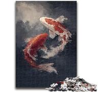 Puzzles 1000 pièces pour Adultes et Adolescents, Poissons koï, Anti-Stress, défi Difficile avec Affiche et fiche de Questions-réponses Assorties 50x75cm