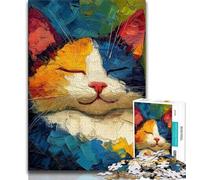 Puzzles 1000 pièces pour Adultes et Adolescents Portrait de Chat 1000 pièces pour Adolescents Jeux éducatifs Décoration de la Maison Convient pour la décoration de Bureau 75x50cm