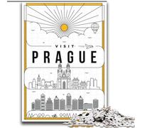 Puzzles 1000 pièces pour Adultes et Adolescents Prague République tchèque Staycation Kill Time avec pièces entièrement emboîtables de Formes aléatoires (38x52cm) 1000 pièces