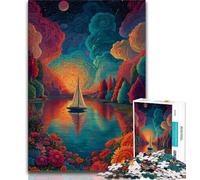 Puzzles 1000 pièces pour Adultes et Adolescents, Puzzles de Bateau psychédélique pour Adultes, Jeux éducatifs familiaux, décoration d'intérieur, Cadeau (Taille 75x50cm)