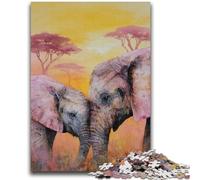 Puzzles 1000 pièces pour Adultes et Adolescents Puzzles éléphants d'Afrique pour Adolescents, Parfaits pour Les soirées Jeux, Jouet coloré pour la Maison (75x50cm)