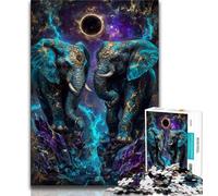 Puzzles 1000 pièces pour Adultes et Adolescents Puzzles éléphants mystérieux pour Adultes, Cadeaux d'anniversaire Uniques pour Les Enfants de 14 Ans et Plus (Taille 75x50cm)
