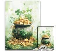 Puzzles 1000 pièces pour Adultes et Adolescents, Puzzles en Bois Aquarelle, trèfle à Quatre Feuilles, Jeux éducatifs, avec Affiche et fiche de Questions-réponses, pour Les 14 Ans et Plus, 50x75cm