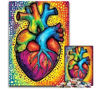 Puzzles 1000 pièces pour Adultes et Adolescents, Puzzles en Bois colorés en Forme de cœur, Jeux éducatifs, avec Affiche et fiche de Questions-réponses, pour Les Enfants de 14 Ans et Plus, 50x75cm