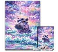 Puzzles 1000 pièces pour Adultes et Adolescents, Puzzles en Bois Dream Hippo, Divertissement Familial, Cadeaux d'anniversaire Uniques pour Les Enfants de 14 Ans et Plus, 50x75cm
