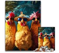 Puzzles 1000 pièces pour Adultes et Adolescents, Puzzles en Bois Trois Coqs, Jeux Amusants, idéal comme Cadeau pour Toute la Famille, à partir de 14 Ans, 50x75cm
