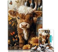 Puzzles 1000 pièces pour Adultes et Adolescents, Puzzles Vaches des Highlands pour Adultes, Anti-Stress, défi Difficile, Jouets de décoration pour la Maison (Taille 75x50cm)