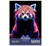Puzzles 1000 Pièces pour Adultes Et Adolescents Red Panda Neon Puzzles Anti-Stress, Décoration Intérieure, Cadeaux Uniques d'anniversaire Et De Noël 52x38cm/1000pcs