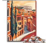 Puzzles 1000 pièces pour Adultes et Adolescents Rome Italie Minimaliste, adapté aux Personnes de 14 Ans et Plus Jeux éducatifs Cadeaux du Père Noël Secret 75x100cm
