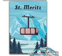 Puzzles 1000 pièces pour Adultes et Adolescents, Saint-Moritz, Suisse, Jeu éducatif Familial avec pièces entièrement emboîtables de Formes aléatoires 38x52cm