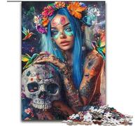 Puzzles 1000 pièces pour Adultes et Adolescents, Squelette et Fille, Jeux éducatifs, décoration d'intérieur, idéal pour la décoration de Bureau (Taille 26x38cm)