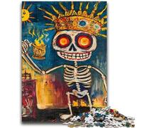Puzzles 1000 pièces pour Adultes et Adolescents, Style Basquiat, tête de Mort et Couronne, Anti-Stress, défi Difficile, Cadeaux du Père Noël Secret, 38x26cm