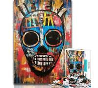 Puzzles 1000 pièces pour Adultes et Adolescents, Style Basquiat, tête de Mort, Jeux d'activités familiales stimulants, Jouets à Faire soi-même pour décoration Murale (Taille 38x26cm)