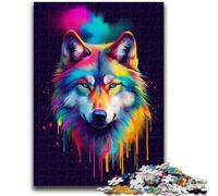 Puzzles 1000 pièces pour Adultes et Adolescents, têtes de Loup colorées, Jouets éducatifs, Jeux familiaux, Jeu éducatif pour Anniversaire et Noël, 50x75cm