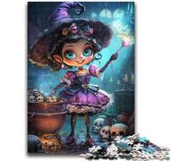 Puzzles 1000 pièces pour Adultes et Adolescents, thème animé, sorcière, Amusant en Famille, avec Affiche et fiche de Questions-réponses pour Les 14 Ans et Plus, 26x38cm