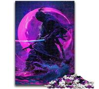 Puzzles 1000 pièces pour Adultes et Adolescents, thème Ninja Japonais néon, Amusant en Famille avec Affiche et fiche de Questions-réponses pour Les 14 Ans et Plus, 26x38cm